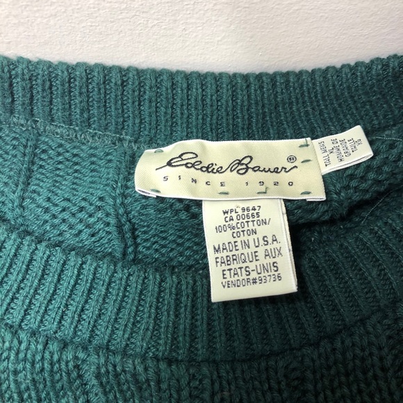 Mens Vintage Eddie Bauer Sweater XLTall Green Blue - Picture 6 of 8